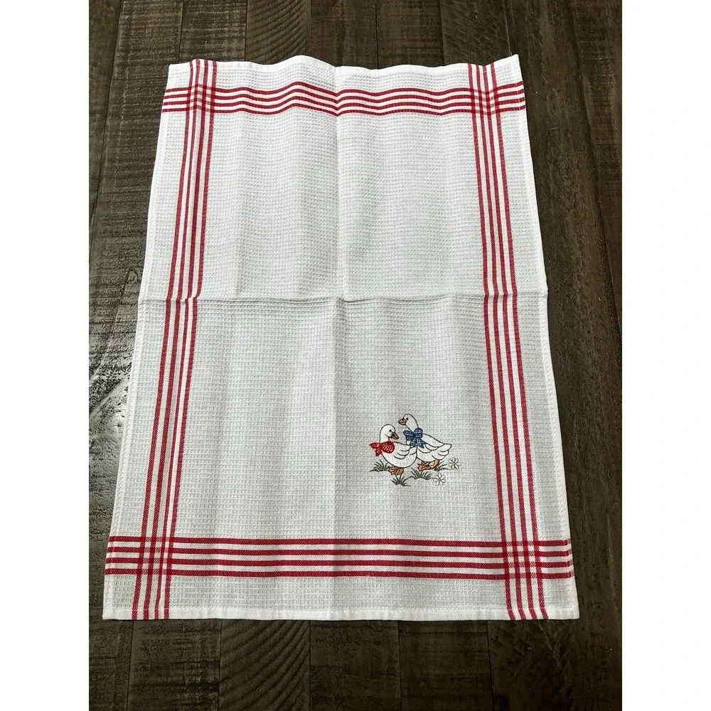 Kitchen Hand Towel Goose Geese Cottage Granny Core Waffle Weave Farmhouse Cotton